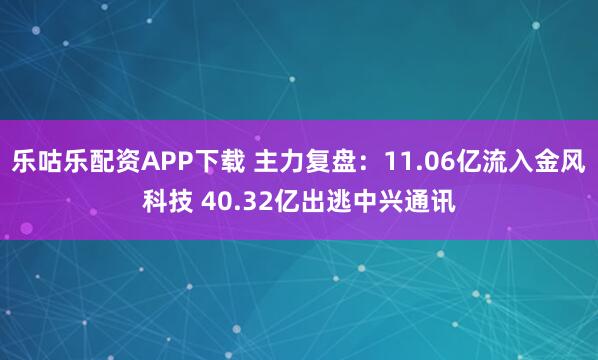乐咕乐配资APP下载 主力复盘：11.06亿流入金风科技 40.32亿出逃中兴通讯